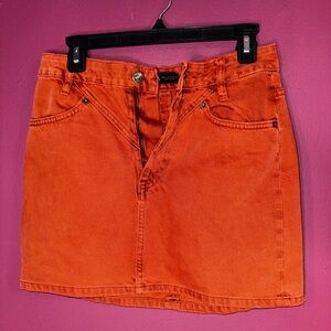 Zara Orange denim mini skirt